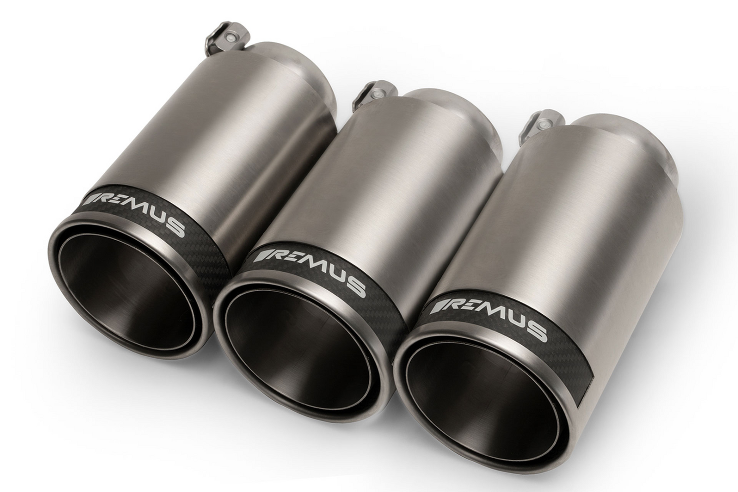 Remus 0036 98CR Stainless steel tail pipe set consisting of 3 tail pipes Ø 98 mm Street Race with adjustable spherical clamp connection