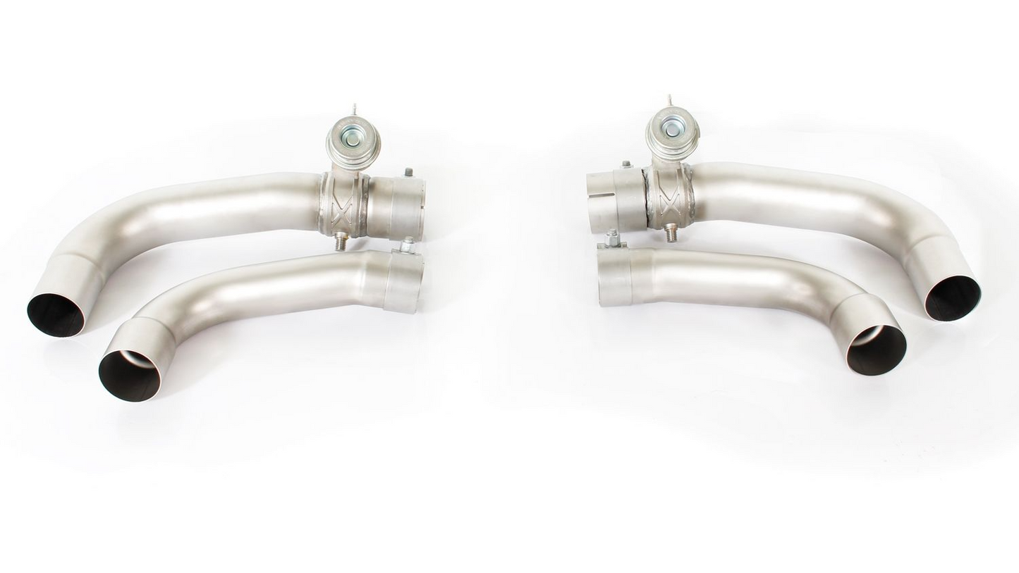 Stainless steel L/R outlet tubes with integrated vacuum controlled valves incl. EC homologation