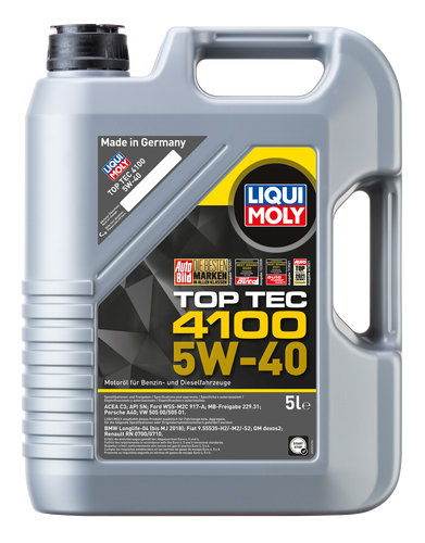 LIQUI MOLY 5W-40 TOP TEC 4100 ENGINE OIL 5L