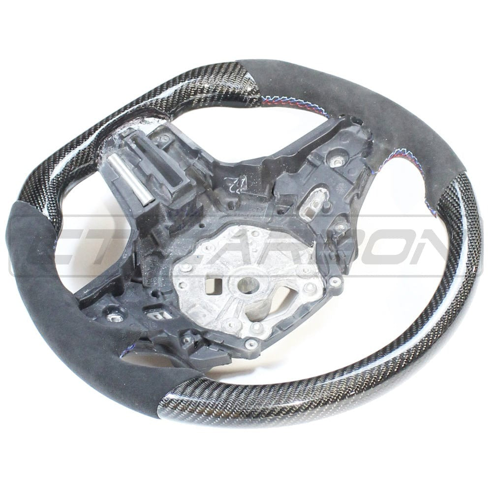 BMW GXX CARBON FIBRE / ALCANTARA FLAT BOTTOM STEERING WHEEL - CT DESIGN