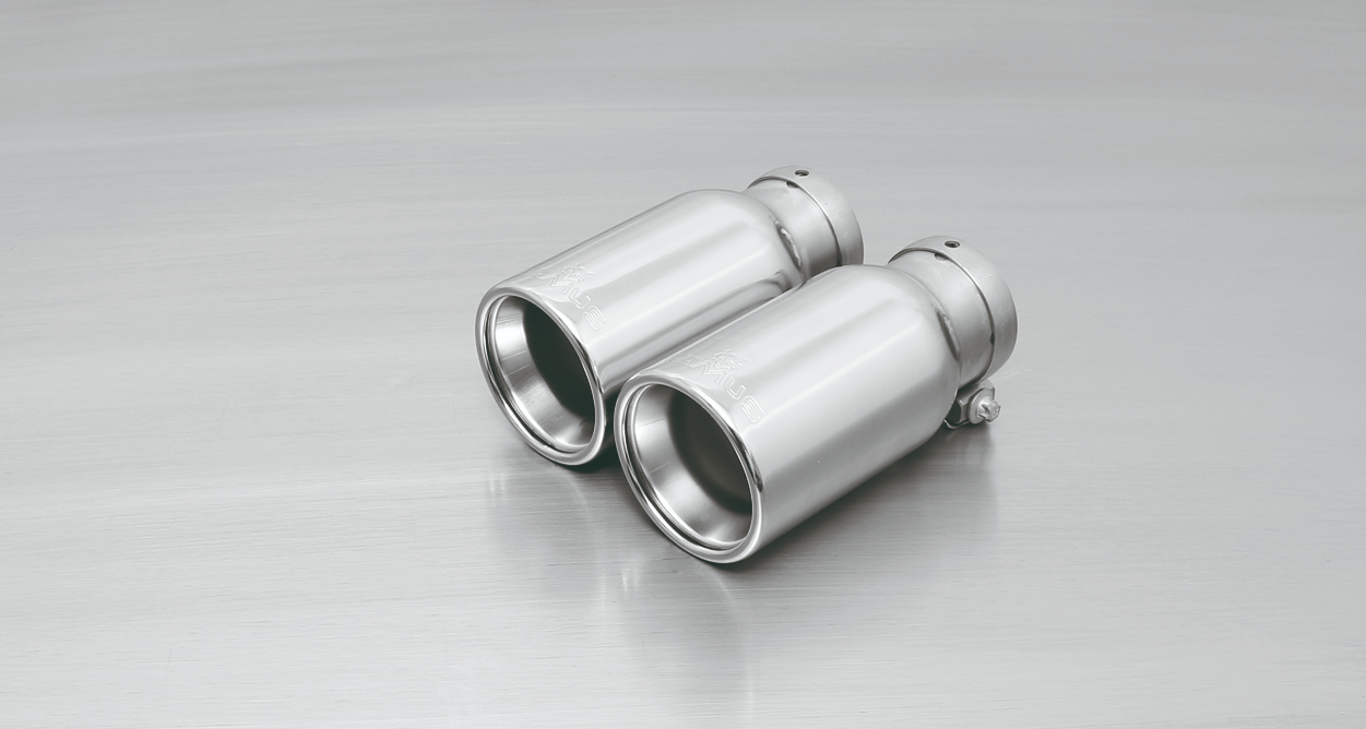 Tail pipe set L/R consisting of 4 tail pipes Ø 90 mm chromed with adjustable spherical clamp connection