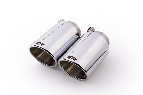 Tail pipe set L/R each 1 tail pipe Ø 102 mm angled chromed with adjustable spherical clamp connection