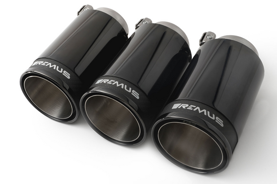 Remus 0036 98CBR Stainless steel tail pipe set consisting of 3 tail pipes Ø 98 mm Street Race Black Chrome with adjustable spherical clamp connection