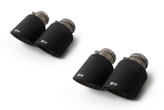 Tail pipe set L/R each 2 Carbon tail pipes Ø 102 mm angled Titanium internals with adjustable spherical clamp connection