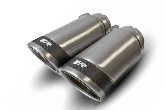 Tail pipe set L/R consisting of 4 tail pipes Ø 84 mm Carbon Race polished with adjustable spherical clamp