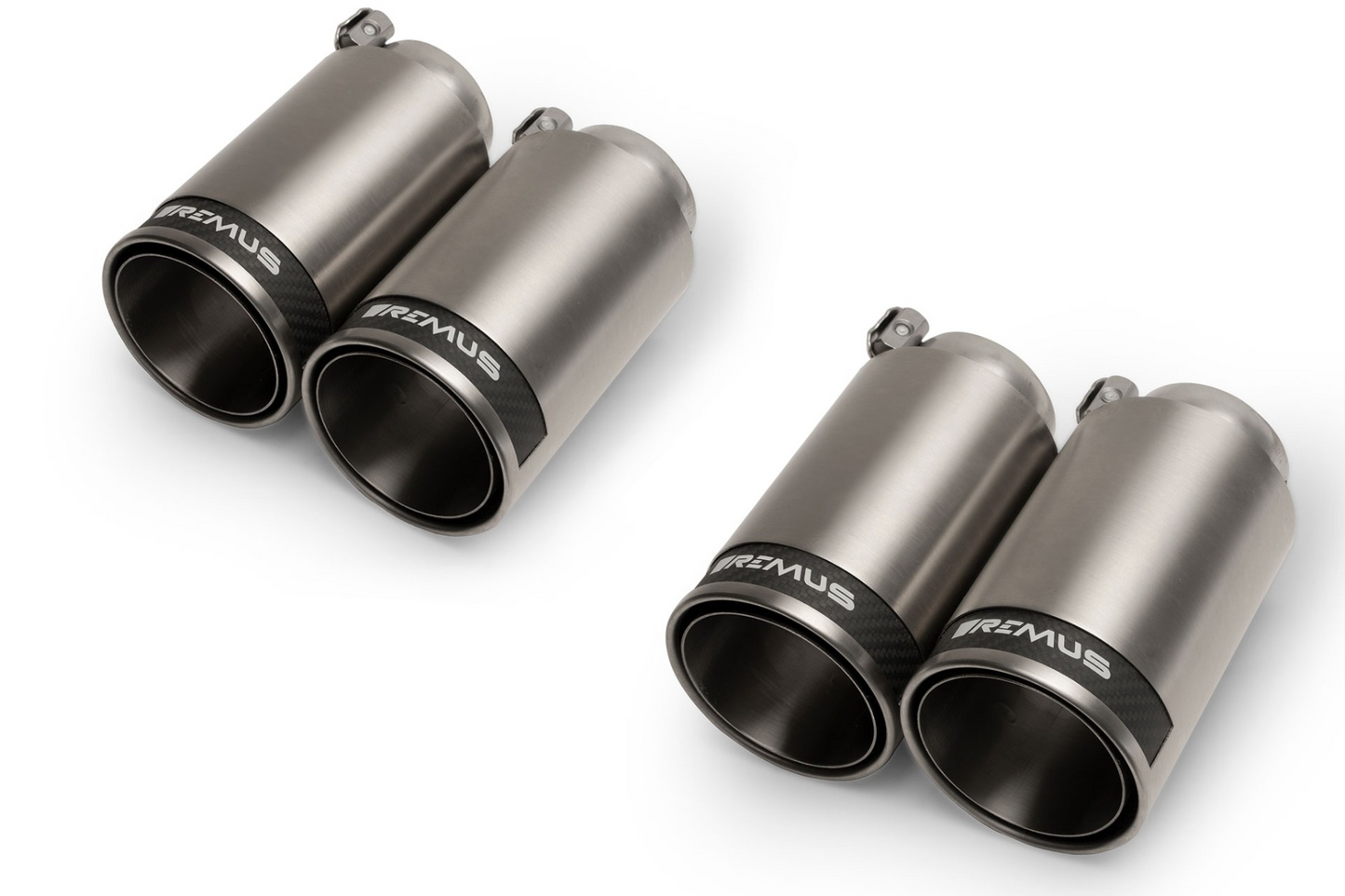 Tail pipe set L/R consisting of 4 tail pipes Ø 98 mm Street Race with adjustable spherical clamp connection