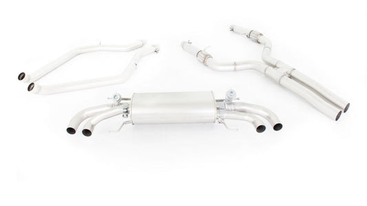 Cat-back-system with integrated vacuum controlled valves (selectable tail pipes), without homologation