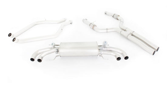 Cat-back-system with integrated vacuum controlled valves (selectable tail pipes), without homologation