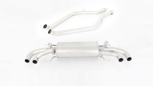 Axle-back-system with integrated vacuum controlled valves (selectable tail pipes), incl. EC homologation