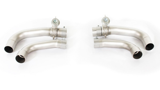 Stainless steel L/R outlet tubes with integrated vacuum controlled valves incl. EC homologation