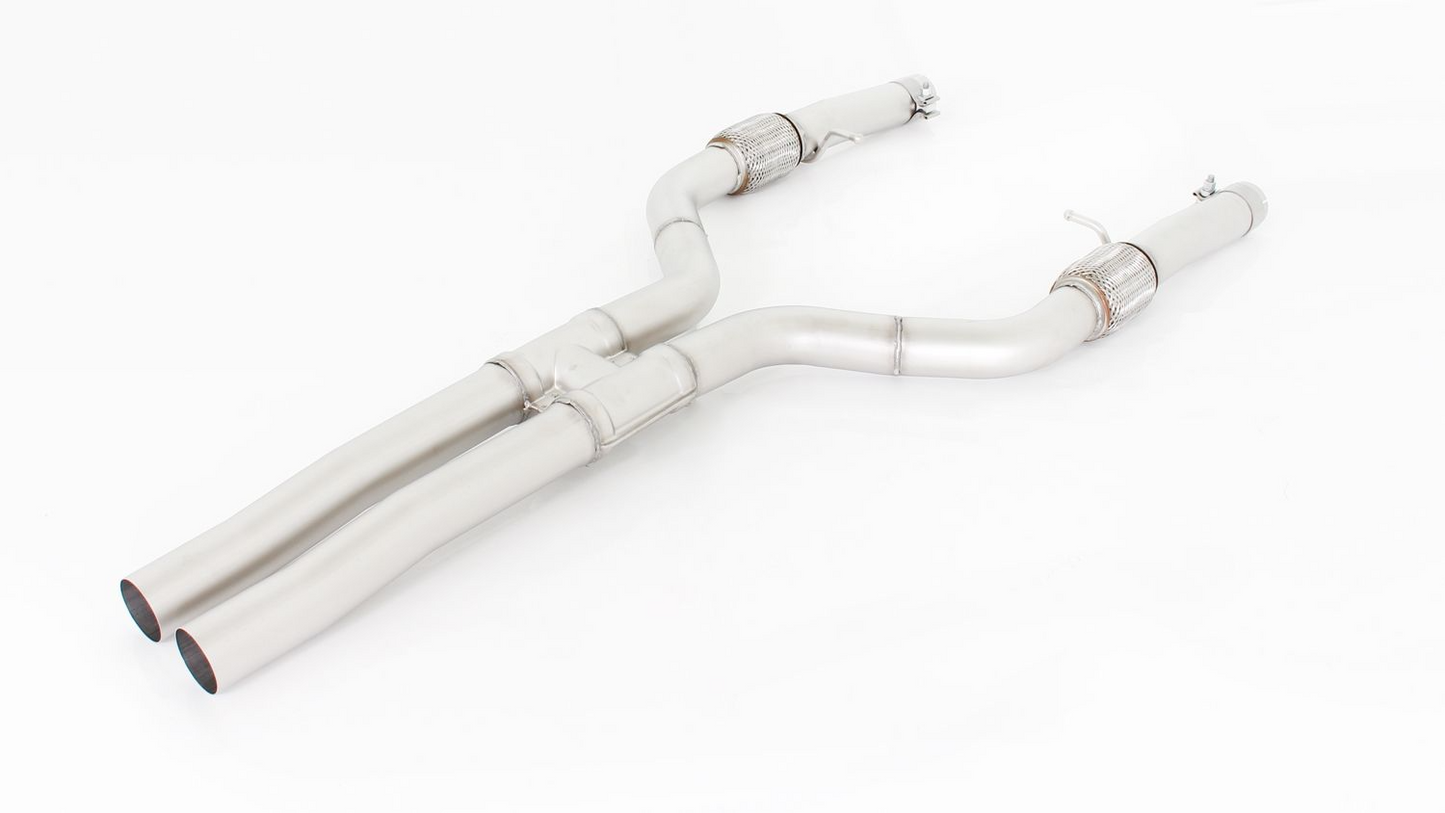 Stainless steel RACING cat-back section, front silencer, without EC homologation