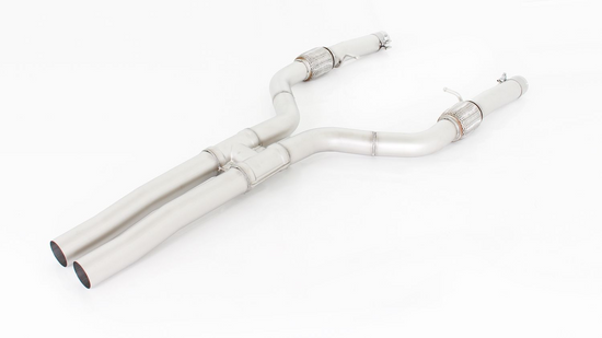 Stainless steel RACING cat-back section, front silencer, without EC homologation