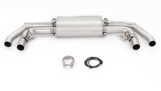 Sport exhaust for the Audi TTS - centered for left/right system (selectable tail pipes), with 2 valves, EC approved