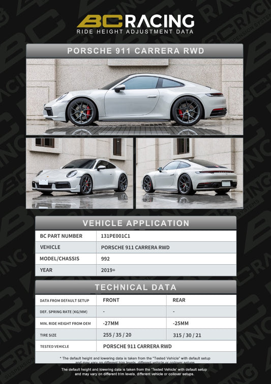 BC RACING - ASP FITMENT FOR PORSCHE 911 992 CARRERA RWD (19+)