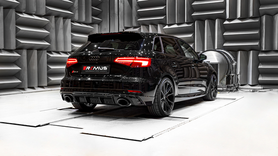 L/R Sport exhaust centered with 2 integrated valves (selectable tail pipes) with non-resonated RACING GPF-back front section, NO (EEC-) APPROVAL