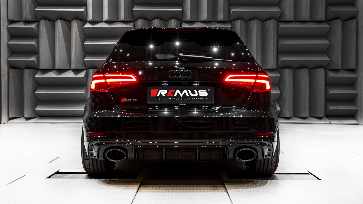 L/R Sport exhaust centered with 2 integrated valves (selectable tail pipes) with non-resonated RACING GPF-back front section, NO (EEC-) APPROVAL
