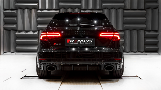 L/R Sport exhaust centered with 2 integrated valves (selectable tail pipes) with non-resonated RACING GPF-back front section, NO (EEC-) APPROVAL