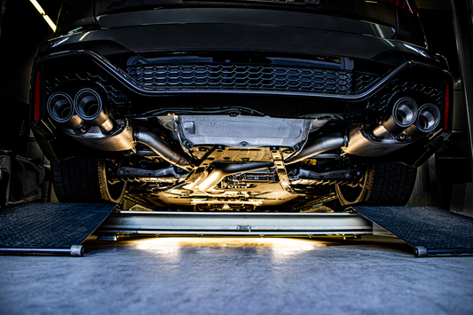 RACING-GPF-Back-System L/R: Sports silencer with 1 integrated flap each RACING front silencer replacement pipes and middle silencer NO EC TYPE APPROVAL