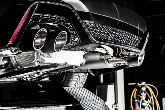 RACING-GPF-Back-System L/R: Sports silencer with 1 integrated flap each RACING front silencer replacement pipes and middle silencer NO EC TYPE APPROVAL