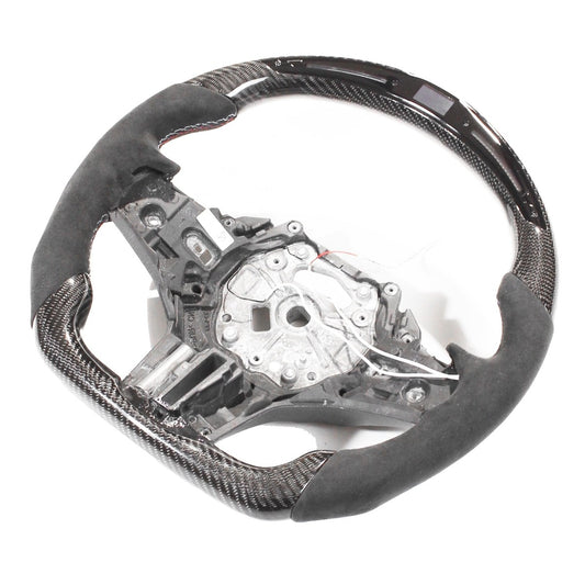 BMW GXX CARBON FIBRE / ALCANTARA LED FLAT BOTTOM STEERING WHEEL - CT DESIGN