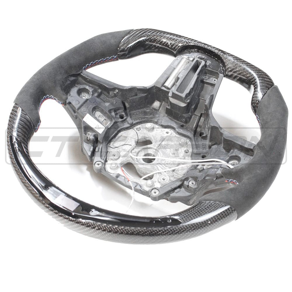 BMW GXX CARBON FIBRE / ALCANTARA LED FLAT BOTTOM STEERING WHEEL - CT DESIGN