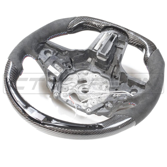 BMW GXX CARBON FIBRE / ALCANTARA LED FLAT BOTTOM STEERING WHEEL - CT DESIGN