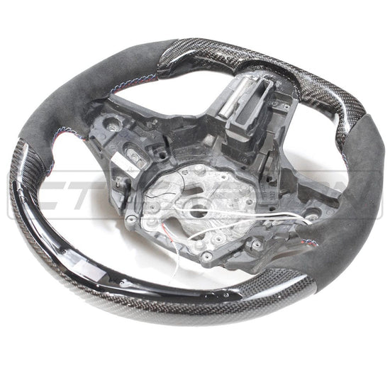 BMW GXX CARBON FIBRE / ALCANTARA LED FLAT BOTTOM STEERING WHEEL - CT DESIGN