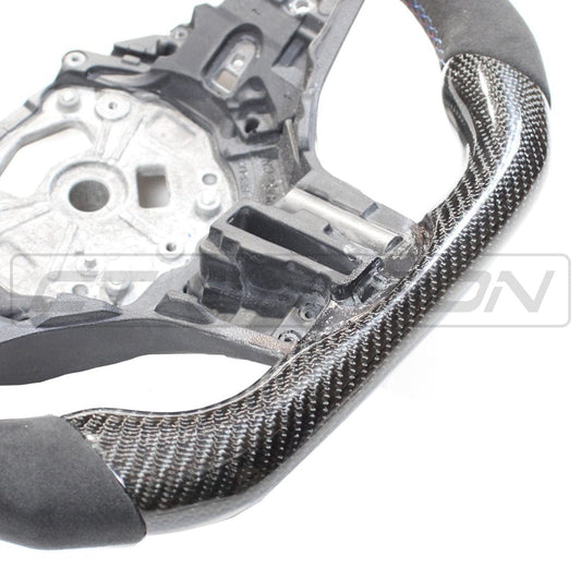BMW GXX CARBON FIBRE / ALCANTARA FLAT BOTTOM STEERING WHEEL - CT DESIGN