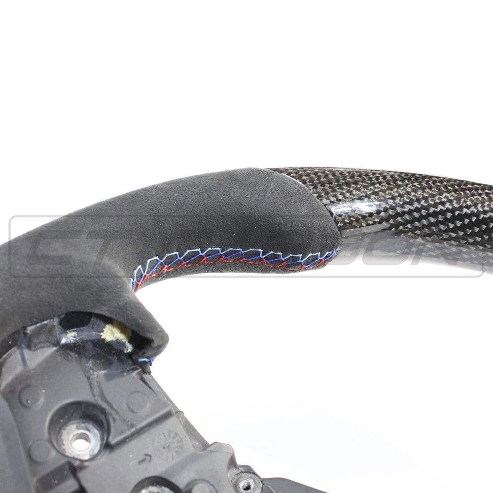 BMW GXX CARBON FIBRE / ALCANTARA FLAT BOTTOM STEERING WHEEL - CT DESIGN