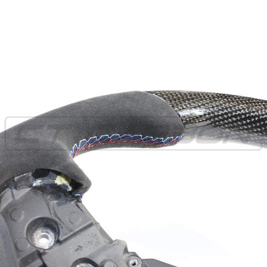 BMW GXX CARBON FIBRE / ALCANTARA FLAT BOTTOM STEERING WHEEL - CT DESIGN