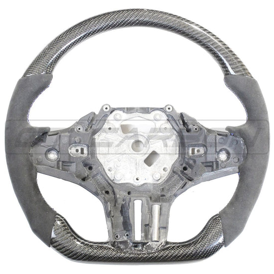 BMW GXX CARBON FIBRE / ALCANTARA FLAT BOTTOM STEERING WHEEL - CT DESIGN