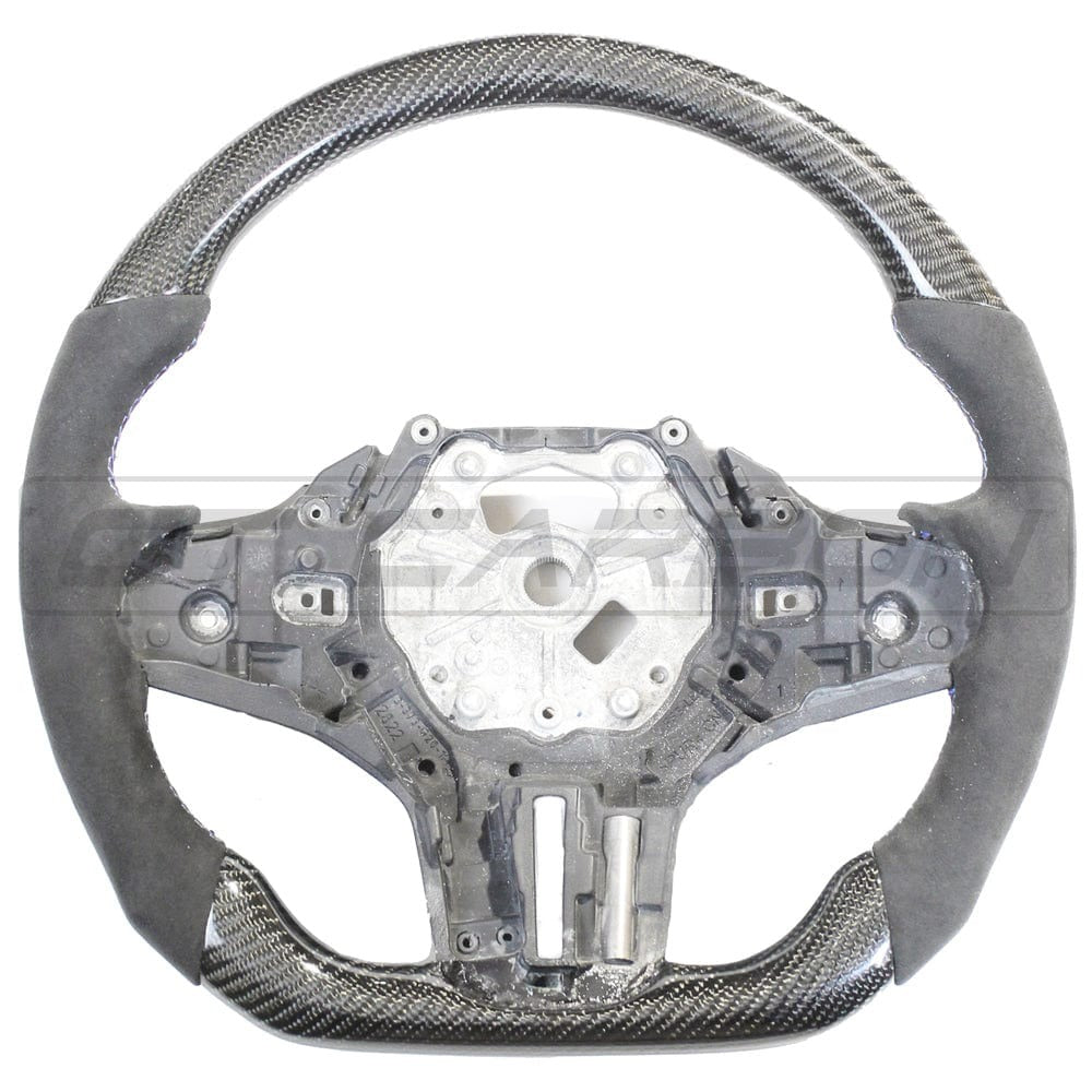 BMW GXX CARBON FIBRE / ALCANTARA FLAT BOTTOM STEERING WHEEL - CT DESIGN