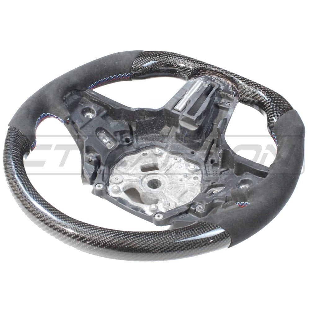 BMW GXX CARBON FIBRE / ALCANTARA FLAT BOTTOM STEERING WHEEL - CT DESIGN