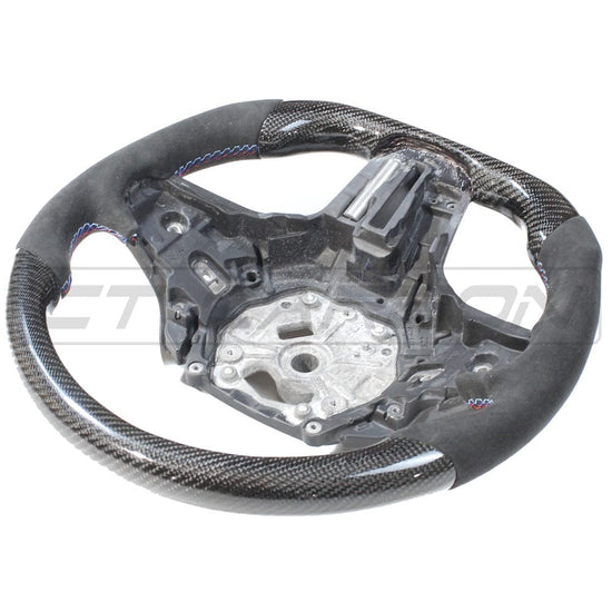 BMW GXX CARBON FIBRE / ALCANTARA FLAT BOTTOM STEERING WHEEL - CT DESIGN