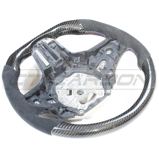 BMW GXX CARBON FIBRE / ALCANTARA FLAT BOTTOM STEERING WHEEL - CT DESIGN