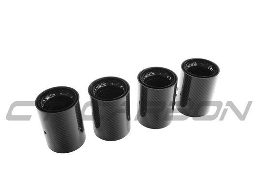 BMW M2/M3/M4/M5 F10/F80/F82/F83/F87 CARBON FIBRE EXHAUST TIPS - BLACK x4