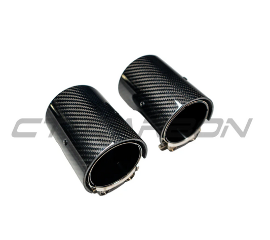 BMW M2/M3/M4/M5 F10/F80/F82/F83/F87 CARBON FIBRE EXHAUST TIPS - BLACK x4