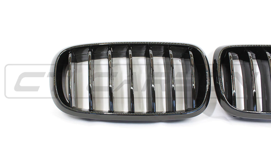 BMW X5 & X6 F15/F16 SINGLE SLAT BLACK GRILLES- BLAK BY CT CARBON