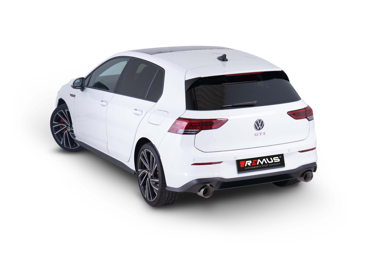 Sport exhaust centered (absorption principle) Golf VIII GTI, L/R axle-back-system incl. (EC-) approval