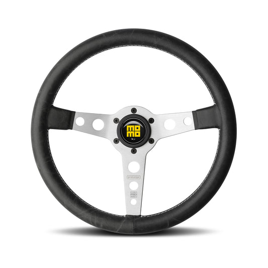 MOMO Prototipo Heritage Silver steering wheel - black leather 350mm