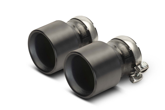 Titanium tail pipe set: 3 tail pipes OPT with OnePieceTechnology Ø 100mm L=140mm titanium brushed 333g incl. full titanium clamp and titanium screw black