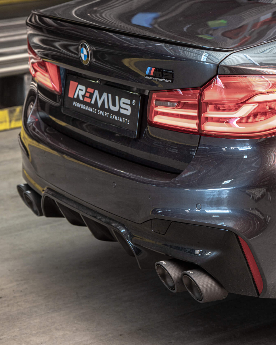 Axle-back Sport Exhaust BMW M5 F90 L/R, stainless steel, with integrated valves (selectable tail pipes), (EC-) APPROVAL