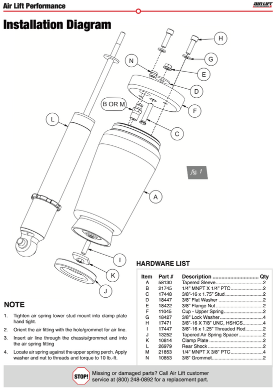 Ford Mustang S197 Rear Air Lift Performance Kit 75623 (05-14)