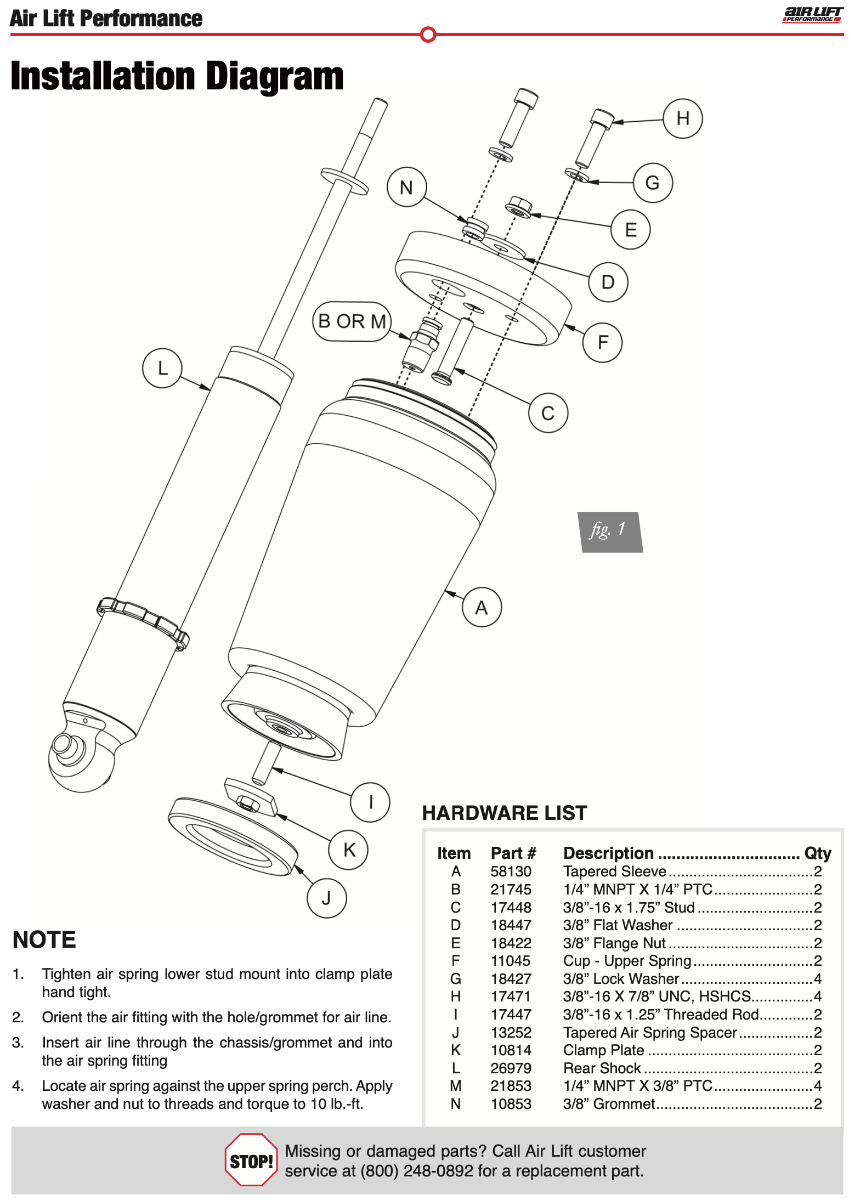 Air Lift Rear Performance Kit 75623