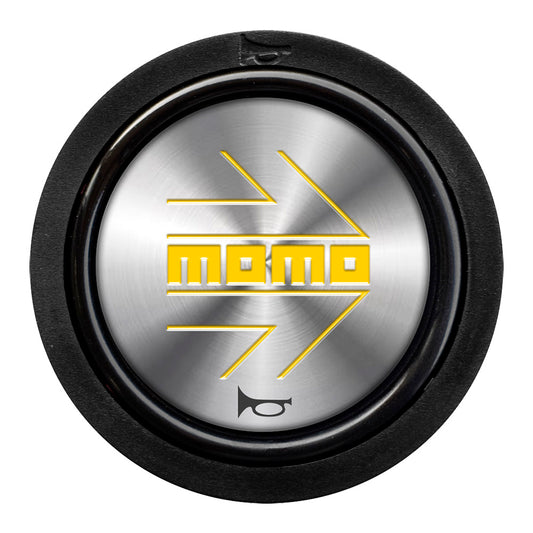 MOMO Horn Button 2 Contact - Yellow arrow chrome