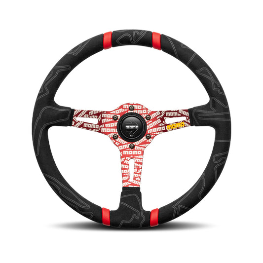 MOMO Ultra Black Steering Wheel - RED Insert 350mm