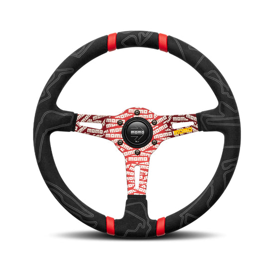 MOMO Ultra Black Steering Wheel - RED Insert 350mm